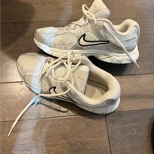 Nike White and Metallic Sneakers